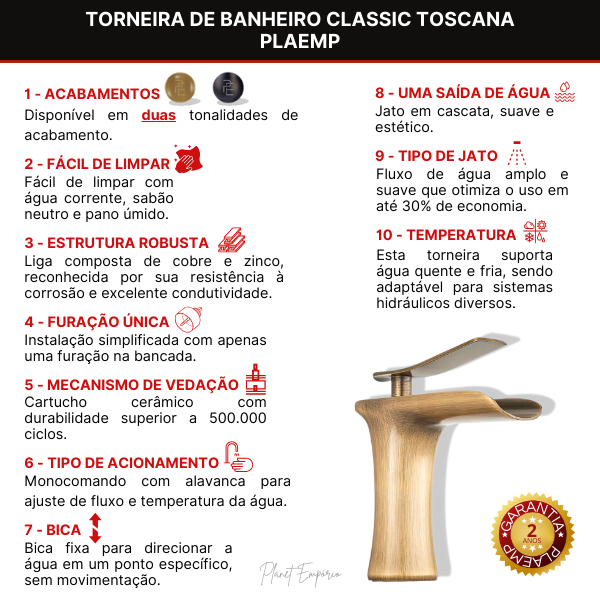 Classic Toscana bathroom tap - Plaemp