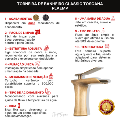 Classic Toscana bathroom tap - Plaemp