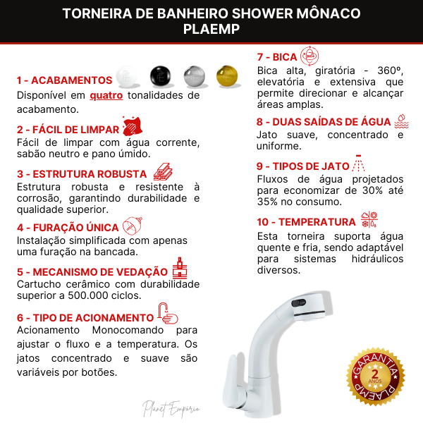 Monaco Shower Bathroom Tap - Plaemp