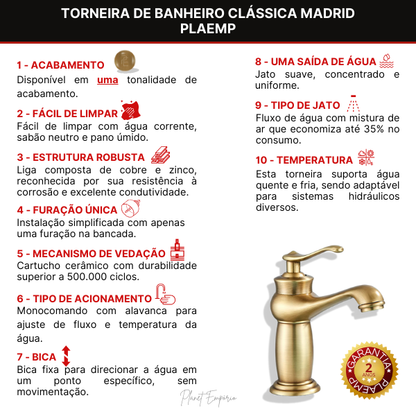 Madrid Classic Bathroom Tap - Plaemp