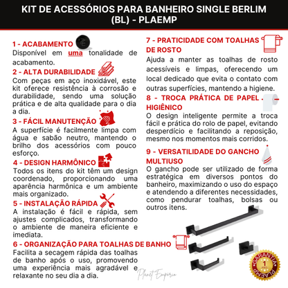 Bathroom Accessories Kit Single Berlin (BL) - Plaemp