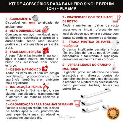 Bathroom Accessories Kit Single Berlin (CH) - Plaemp