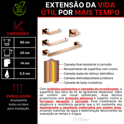 Kit de Acessórios Para Banheiro Single Berlim (GR) - Plaemp