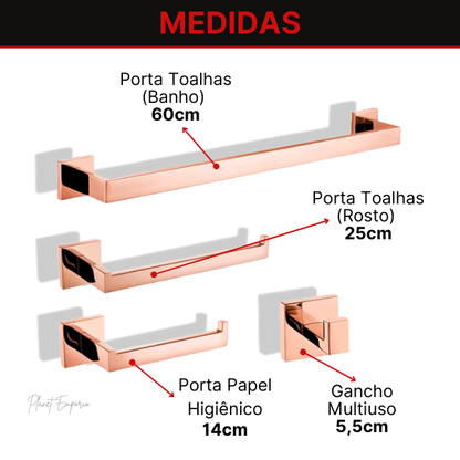 Kit de Acessórios Para Banheiro Single Berlim (GR) - Plaemp