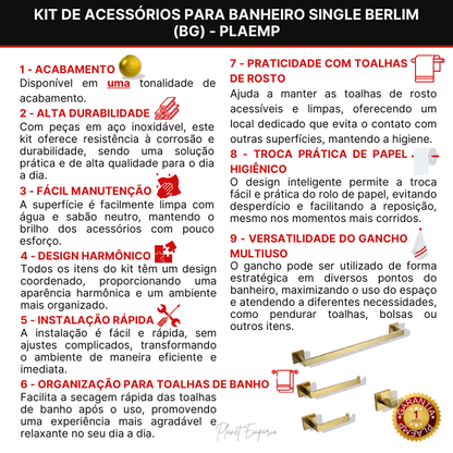 Bathroom Accessories Kit Single Berlin (BG) - Plaemp