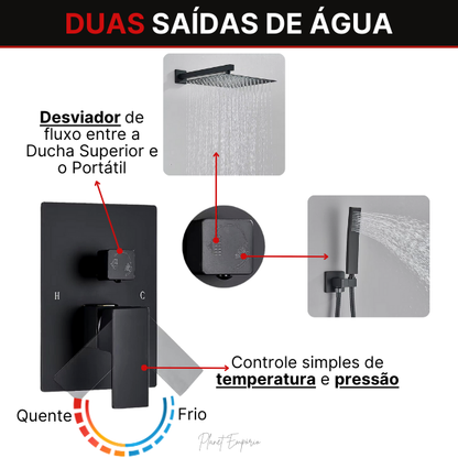 Ducha de Parede e Chuveiro de Mão com Válvula de Dupla Função Estocolmo - Plaemp