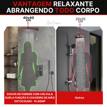 Ducha de Parede e Chuveiro de Mão com Válvula de Dupla Função Estocolmo - Plaemp