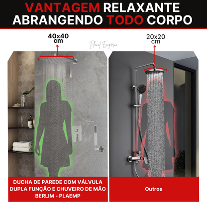 Wall-Mounted Shower and Hand Shower with Dual Function Valve Berlin - Plaemp